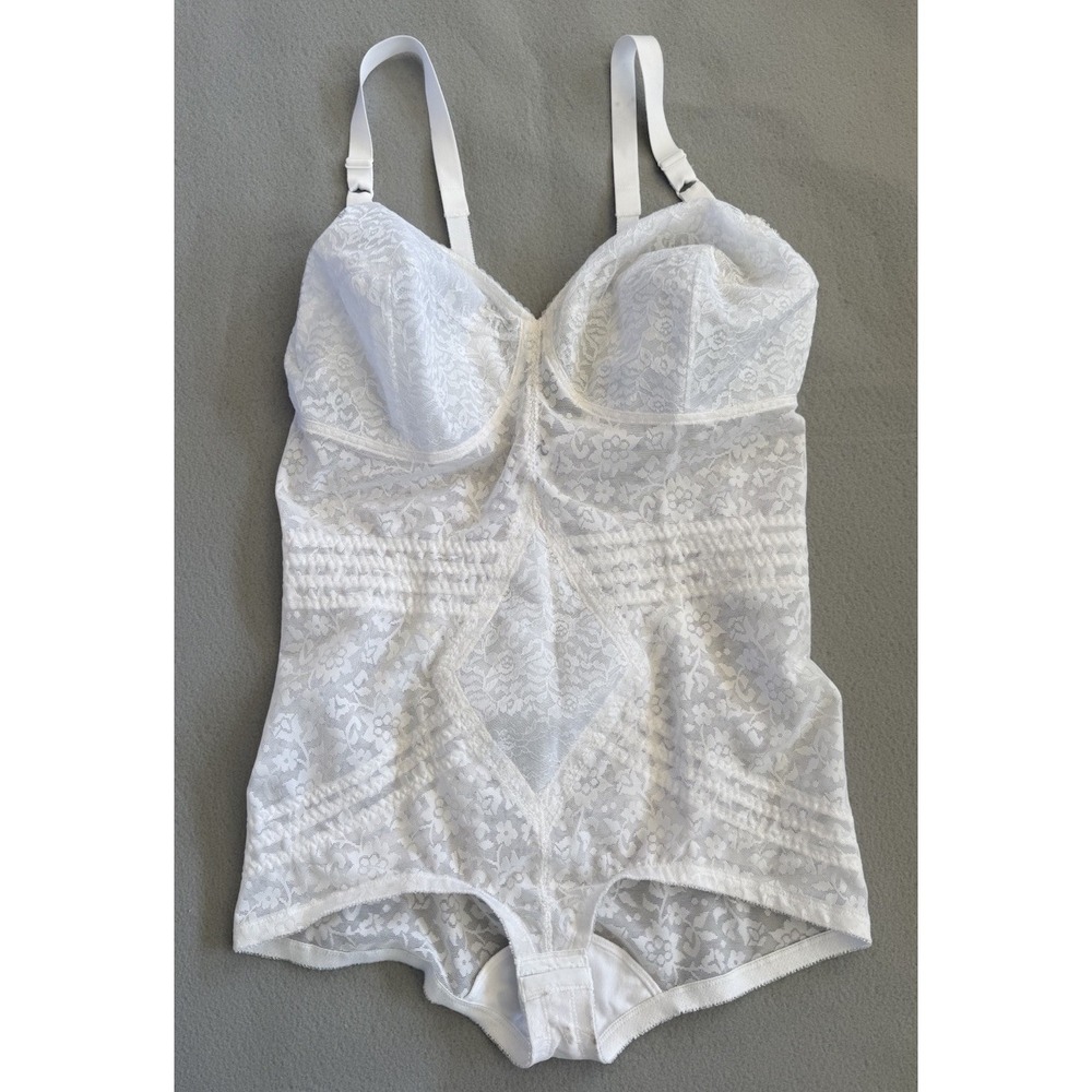 White Rago Lace Body Briefer Wireless Firm Shaping Bodysuit Shapewear Size 46DD